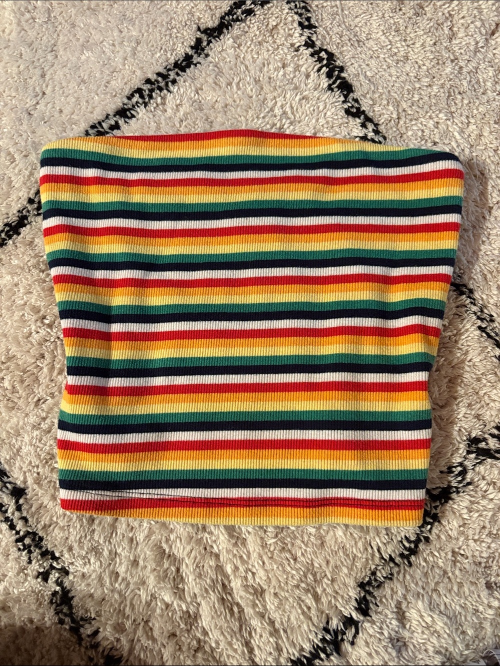 American Eagle Rainbow Striped Tube Top - Red, Yellow, Green, Navy, White Small